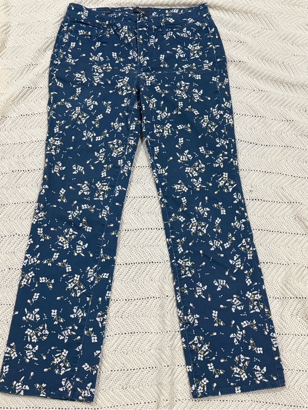 NYDJ Marilyn Straight Floral Print Jeans Women’s 8